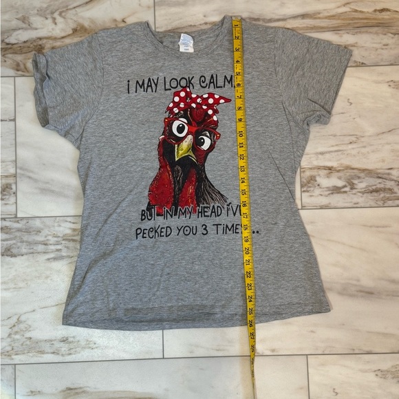 Funny Chicken Graphic Tee | Port & Company Women’s XL | Grey - Picture 3 of 7